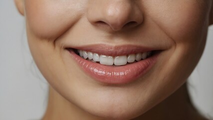 Naklejka premium Cheerful Woman Displaying Healthy Smile and Radiant Teeth