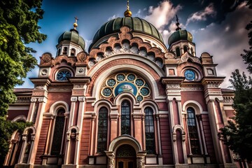 Fototapeta premium Candid Photography of the Historic Vidin Synagogue in Bulgaria, Capturing Architectural Details and Cultural Heritage