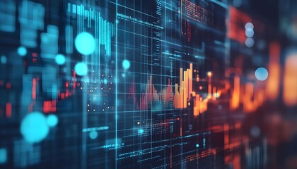 Abstract Digital Data Visualization with Blue and Red Hues