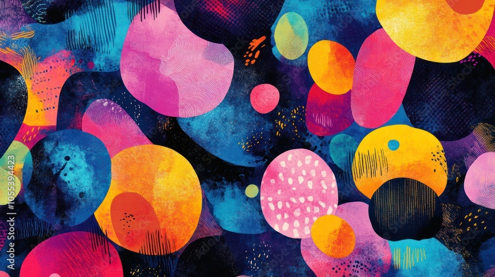 Poster a vibrant background illustration featuring multiple speech and thought bubbles in various sizes and
