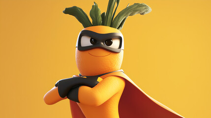 Heroic Carrot Character with Superhero Style