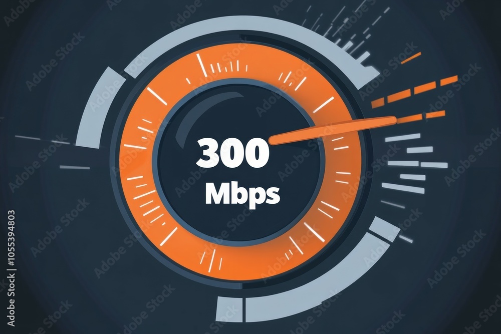 Poster a simple graphic showing a speedometer-style interface with a needle pointing to 
