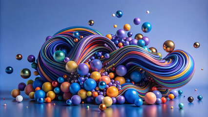 Obraz premium a vibrant and colorful abstract design with a wave-like structure, on blue background