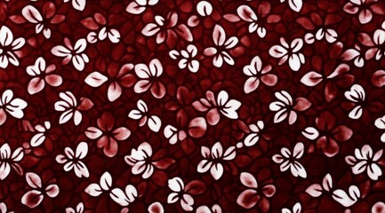 seamless red floral pattern on dark red fabric