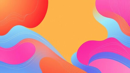 Colorful abstract geometric pattern with overlapping shapes and lines in vibrant shades of blue, orange, and pink, lines, wallpaper