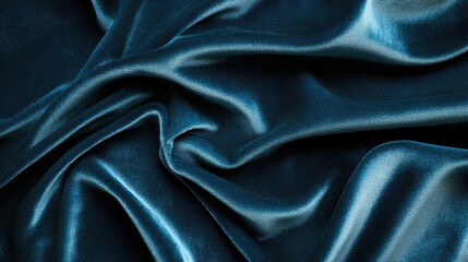 Fototapeta premium Elegant Blue Satin Fabric Texture Background