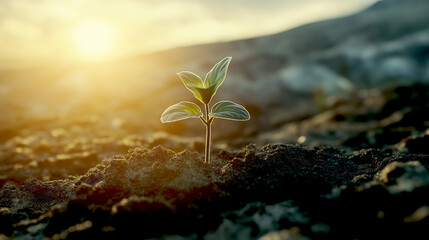 Leaf on the ground growing
