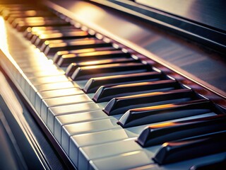 Close-Up Long Exposure of Sharp Natural Flat Piano Keys for Musical Inspiration