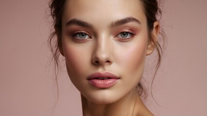 Fototapeta premium Rosy Skin with Light Blush and Glossy Finish