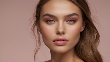Fototapeta premium Soft Rosy Skin with Light Blush and Glossy Finish