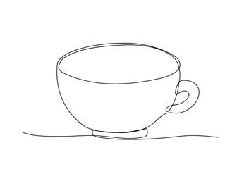 Coffee cup one line continuous sketch. Hand drawn doodle vector illustration isolated on white
