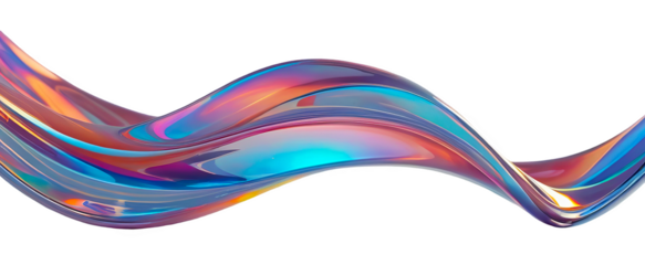 3D chrome element in Y2K style, isolated background, liquid holographic metal. Colorful wave with a blue and orange stripe.