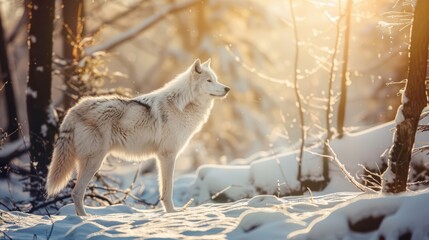Fototapeta premium Arctic Wolf in Winter Wonderland