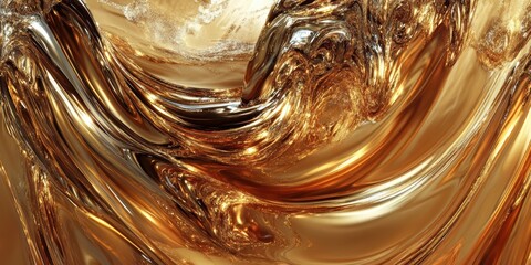 Abstract swirling gold and brown liquid.