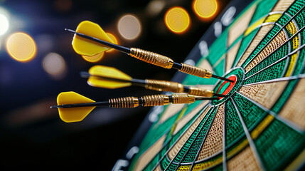 precision dart throw moment with soft circular bokeh elements