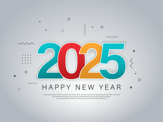 2025 Happy New Year Celebration greeting card Design, Modern Background Design