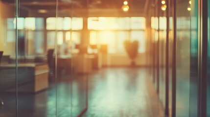 Blurred office background with retro vintage filter effect, abstract business workspace ambience for creative design, corporate presentation, or professional website banner