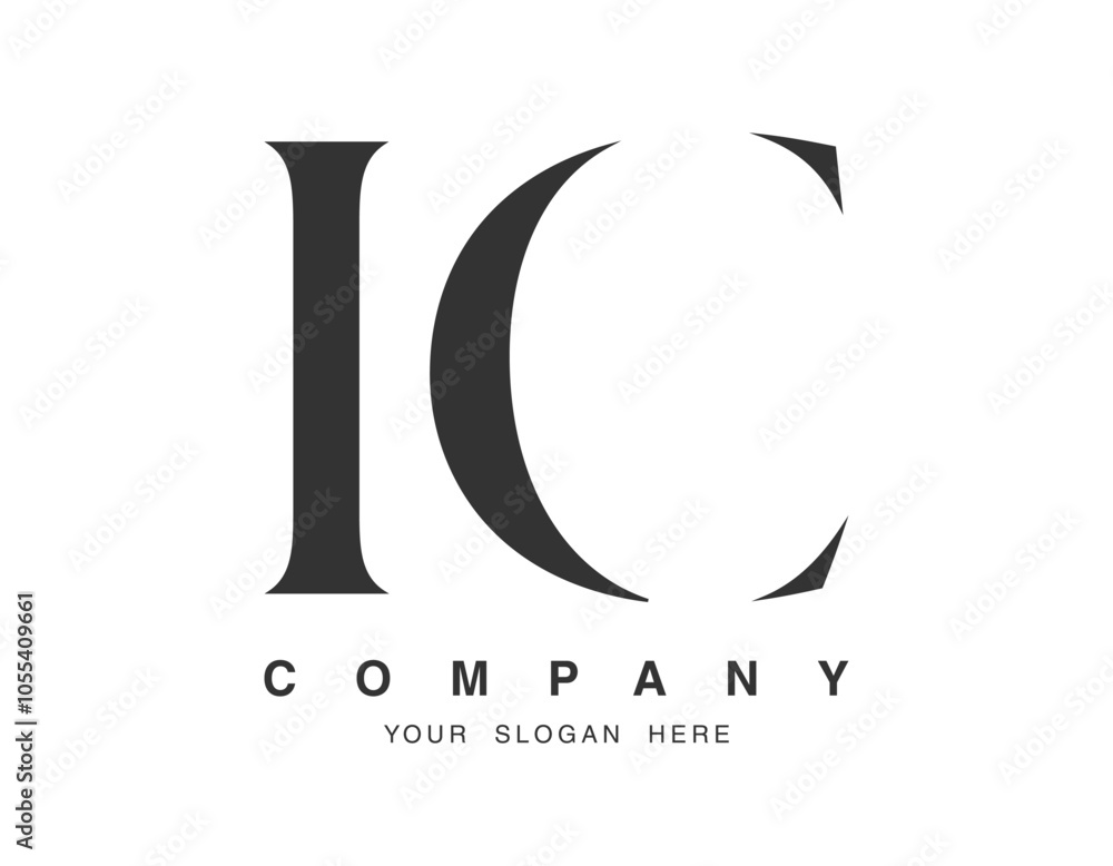 Fototapete ic logo design. initial letter i and c serif font style. creative classic company name typography. t