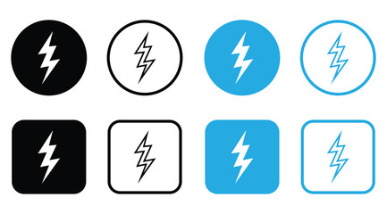 flat style lightning bolt icons sheet in different version.
