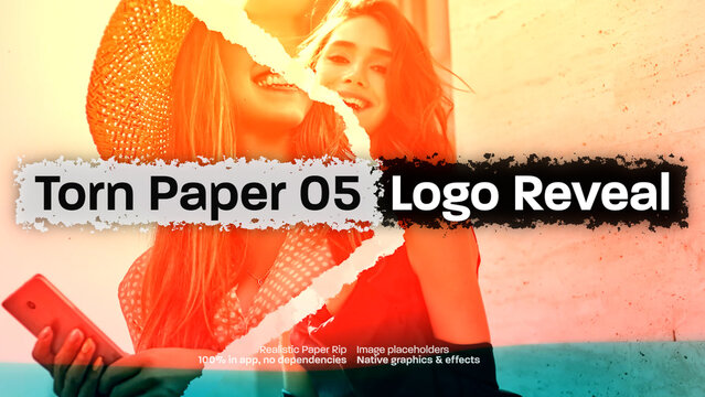 Torn Paper Image Logo Reveal 05, Organic Paper Rip Effect Intro Opener