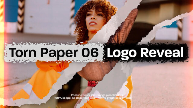 Torn Paper Image Logo Reveal 06, Organic Paper Rip Effect Intro Opener
