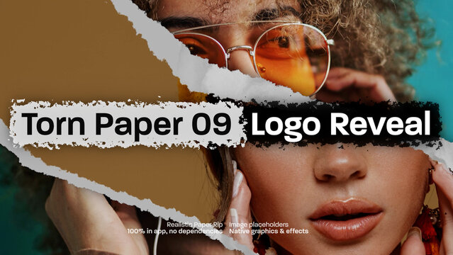 Torn Paper Image Logo Reveal 09, Organic Paper Rip Effect Intro Opener