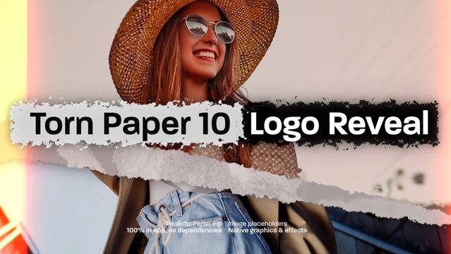 Torn Paper Image Logo Reveal 10, Organic Paper Rip Effect Intro Opener