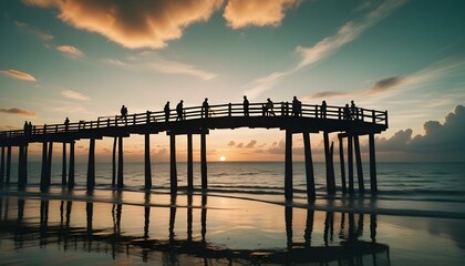 Obraz premium A vibrant sea view showcasing a contemporary bridge 