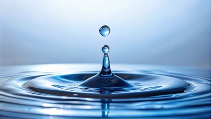 water droplets falling from a single drop on a white background, pure water, small water droplet, abstract texture, white background, isolated surface