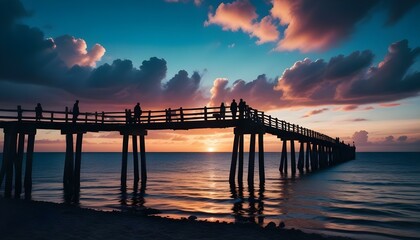 Obraz premium A vibrant sea view showcasing a contemporary bridge 