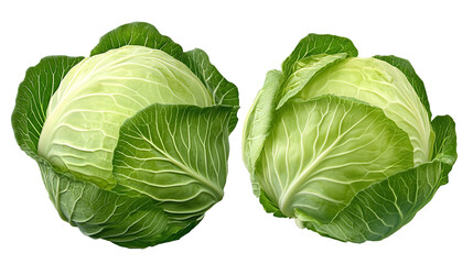 Fototapeta premium pair of cabbage head isolated on transparent background. created with Generative AI technology. PNG