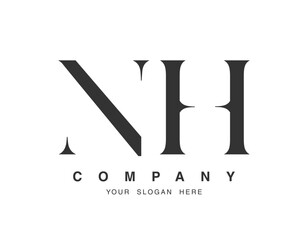 NH logo design. Initial letter n and h serif font style. Creative classic company name typography. Trendy logotype or identity.