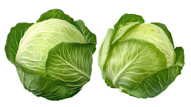 pair of cabbage head isolated on transparent background. created with Generative AI technology. PNG