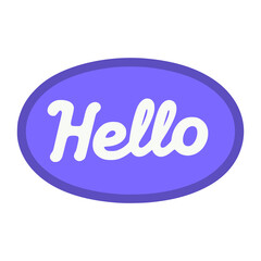 hello oval sticker purple color fashion lifestyle vector illustration template design