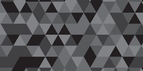 Abstract geometric black and gray background seamless mosaic diamond low polygon triangle texture wallpaper. Triangle shape retro wall grid pattern geometric ornament tile vector square element.