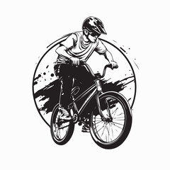 Obraz premium Bmx Bike Vectors and Illustrations. BMX cyclist male vector silhouette.
