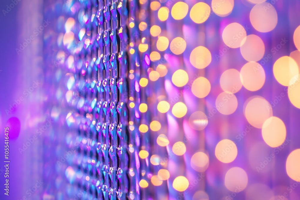 Poster shimmering sequins wall creating soft bokeh effect