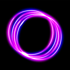 Glowing neon purple and pink light ring on a black background, creating a vibrant and futuristic effect