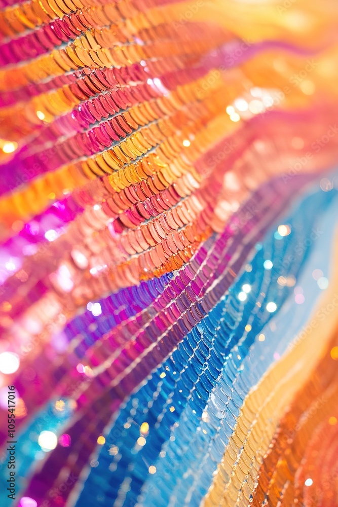 Poster Close-up of colorful sequined texture with sparkling effect