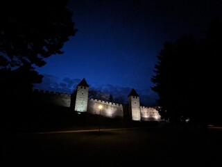 Obraz premium Nymburk historical town on Labe river(Elbe) with its bridges water ways and historical city center with Cathedral and Church and water towers in Podebrady region, Bohemia,Czech republicEurope 
