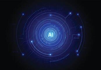 Artificial intelligence chipset on circuit board in futuristic concept technology artwork for web, banner, card, cover. Vector illustration