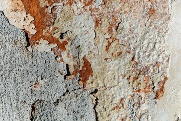 Aged concrete wall with rough weathered old surface with cracked cement in grunge style
