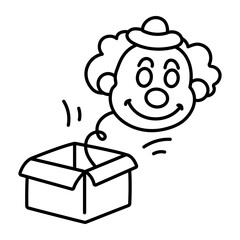 Joker prank box icon in hand drawn style 

