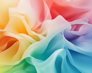 Obraz premium vibrant digital background with flowing, colorful fabric like textures creates artistic and dreamy atmosphere. soft waves of color blend seamlessly, evoking sense of movement and fluidity.