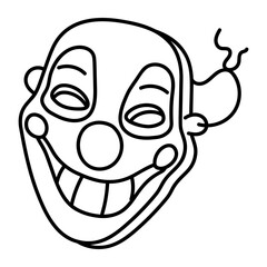 Clown mask icon in drawing style 

