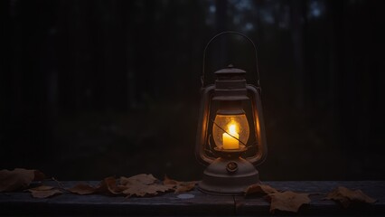 Generative AI, Autumn Lantern in Enchanted Forest