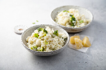 Broccoli risotto with parmesan cheese