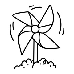 Paper pinwheel icon in hand drawn style 

