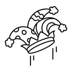 A hand drawn icon of clown cap 