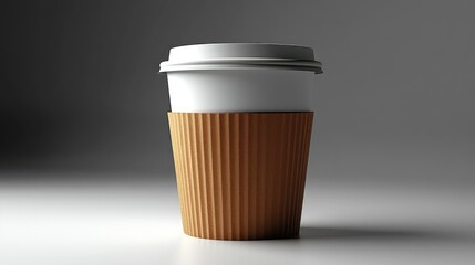 Realistic 3D mockup of a blank paper coffee cup, isolated white background, soft shadows.